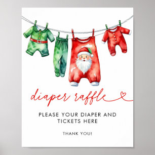 Poster Holly Christmas Père Noël Baby shower Déchets Raff