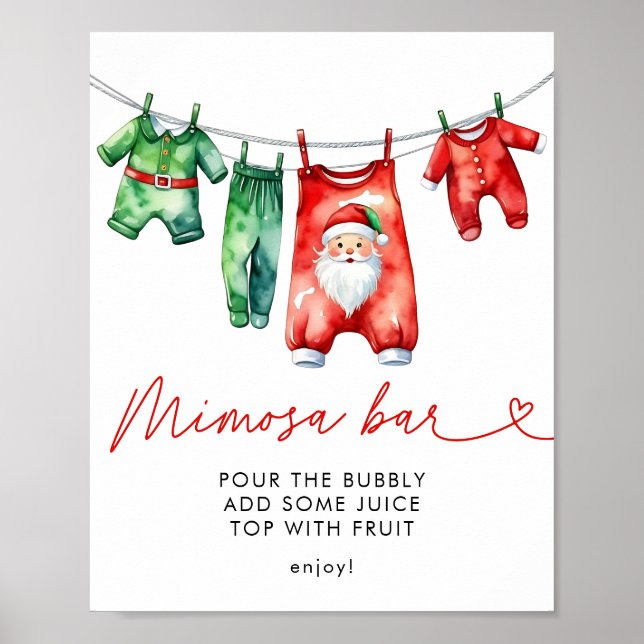 Poster Holly Christmas Père Noël Baby shower Mimosa Bar (Devant)