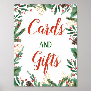 Poster Holly Feuilles Berry   Cartes Et Cadeaux - Panneau