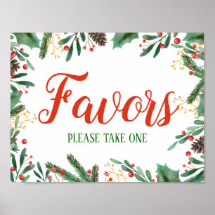 Poster Holly Feuilles Berry Noël   Favoriser le signe Mar