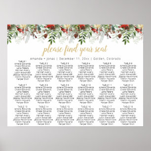 Poster HOLLY Winter Holiday Weddin Seating Chart Modèle