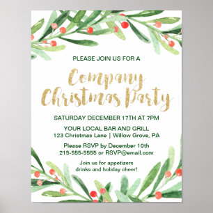 Poster Holly Wreath Company Invitation à la fête de Noël