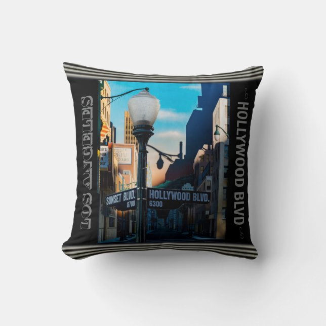 Poster Hollywood Blvd. Throw Pillow (Front)