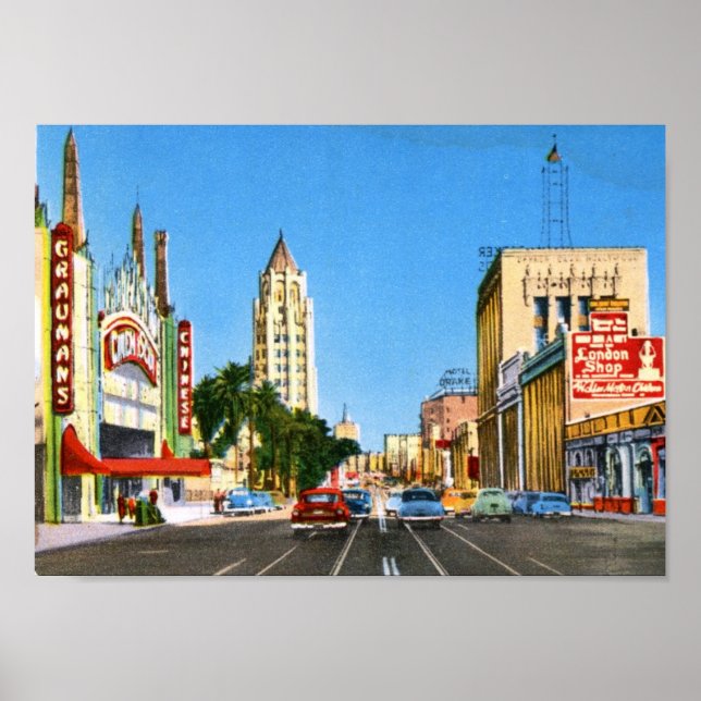 Poster Hollywood Boulevard, Los Angeles Vintage (Devant)