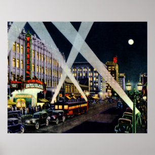 Poster Hollywood California Hollywood Boulevard Night