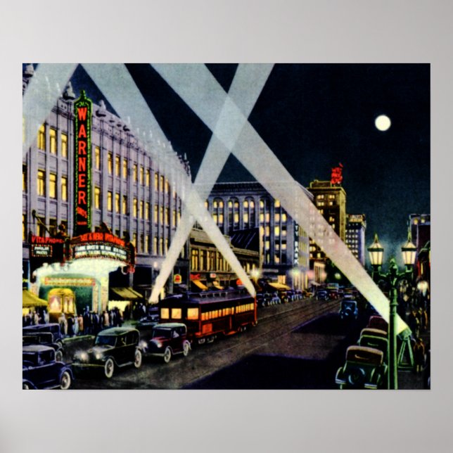 Poster Hollywood California Hollywood Boulevard Night (Devant)