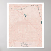 Hollywood California Pink et Blue Cute Script
