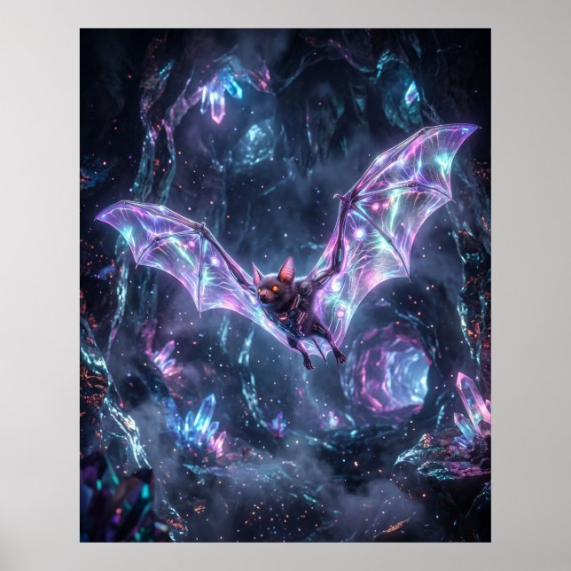 Poster Hologram Bat Neon Cavern (Devant)