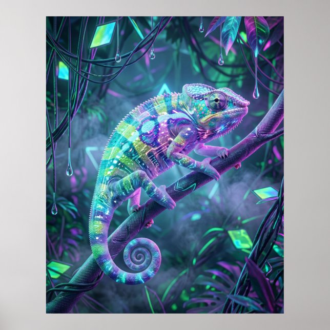 Poster Hologram Chameleon Data Vine (Devant)