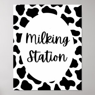 Poster Holy Cow Birthday Party Milking Station Sign