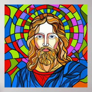 Poster holy stained glass design procreate hand drawing 