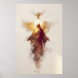 Poster Holy Trinity Abstract Watercolor Christian Art
