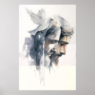 Poster Holy Trinity Abstract Watercolor Of Father Son And