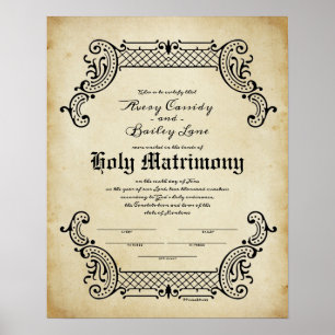 Poster Holy Union Trellis Wedding Certificate