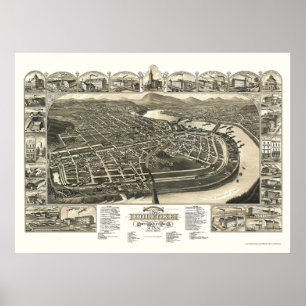 Poster Holyoke, carte panoramique de mA - 1881