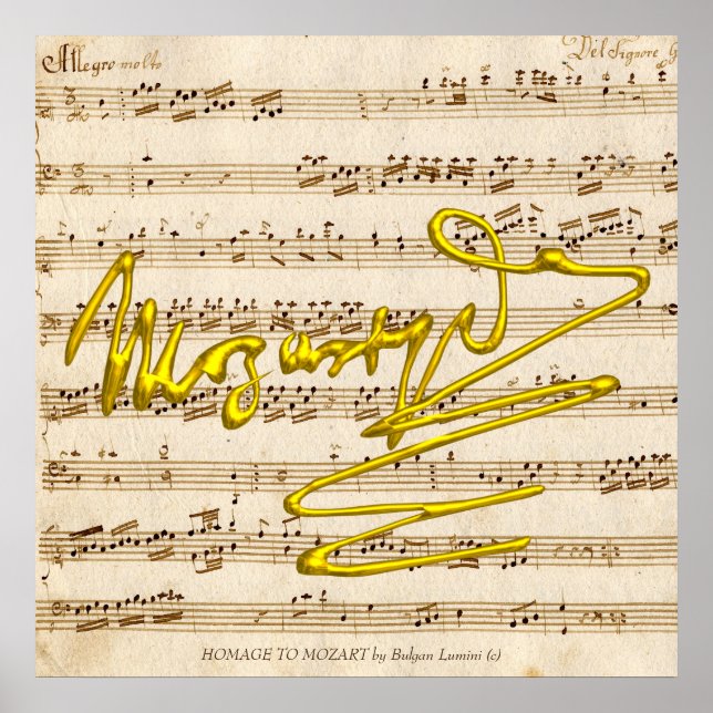 Poster HOMAGE TO MOZART Signature, Fiche musicale pour pi (Devant)
