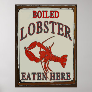 Poster Homard Bouilli Mangé Ici