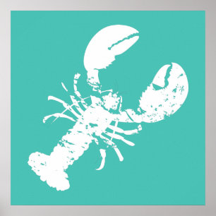 Poster Homard Imprimer Revêtu Look Turquoise Bleu Fruits 