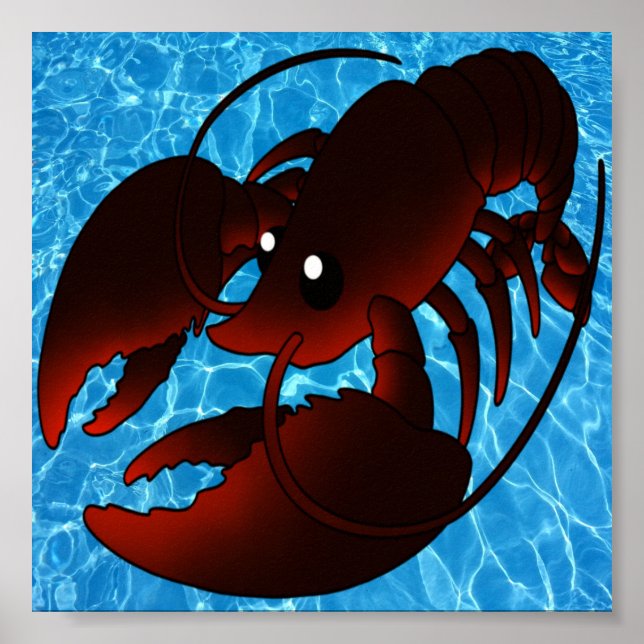 Poster Homard rouge caricature mignon (Devant)
