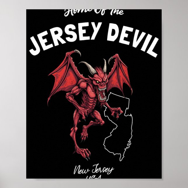 Poster Home Of The Jersey Devil New Jersey Usa Cryptid  (Devant)