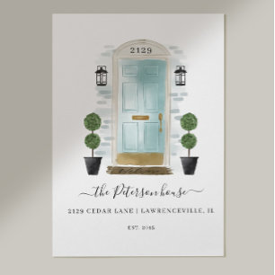 Poster Home Sweet Home Family Aqua Watercolor