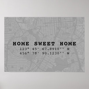 Poster Home Sweet Home  Mapper et coordonnées personnali