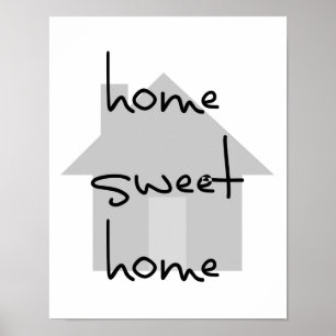 Poster home sweet home modern black white gray simple