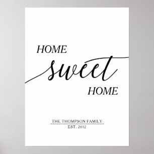Poster Home Sweet Home Nom de famille