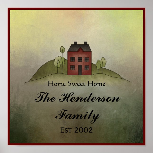 Poster Home Sweet Home Nom de famille Mur Imprimer (Devant)