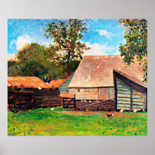 Poster Homer - Ferme avec canards et poulets,