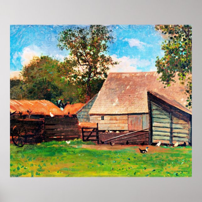 Poster Homer - Ferme avec canards et poulets, (Devant)
