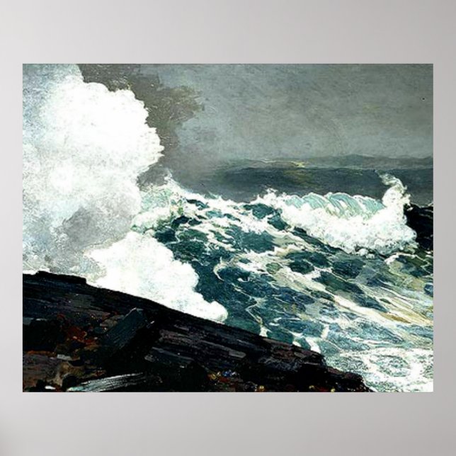 Poster Homer - Noreaster, peinture d'art, (Devant)