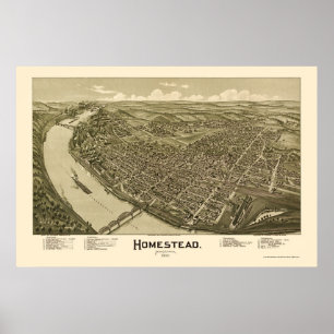 Poster Homestead, PA Carte panoramique - 1902