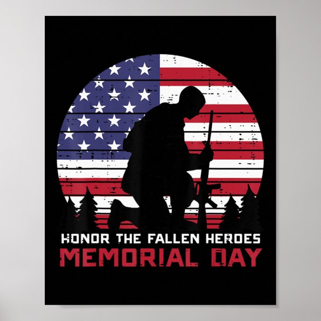 Poster Hommage à la Fallen Heroes Memorial Day US Drapeau (Devant)