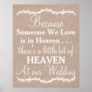 Poster Hommage aux êtres chers burlap signe mariage