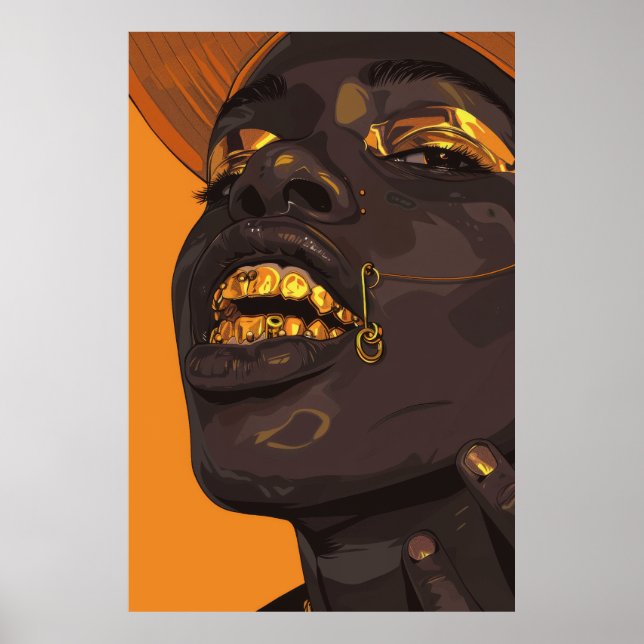 Poster Homme afro-américain avec accessoires décoratifs P (Devant)