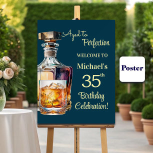 Poster Homme âgé à la perfection 35e anniversaire Whiskey