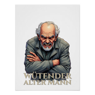 Poster Homme âgé en colère – Illustration de dessin animé