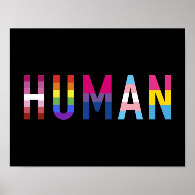 Poster Homme avec drapeau de pan lesbienne, gay, bi, tran (Devant)