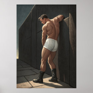 Poster Homme cinématographique au mur