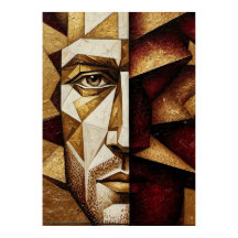 Homme cubiste or Bourguignon - Abstrait texturé