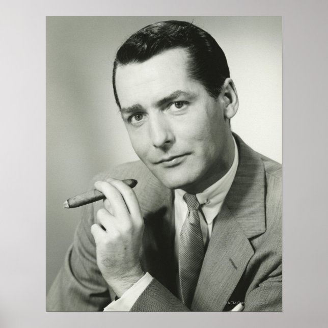 Poster Homme d'affaires Fumer le cigare (Devant)