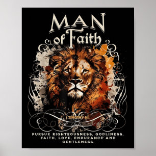 Poster Homme de foi Lion Chrétien Jésus Lion Foi
