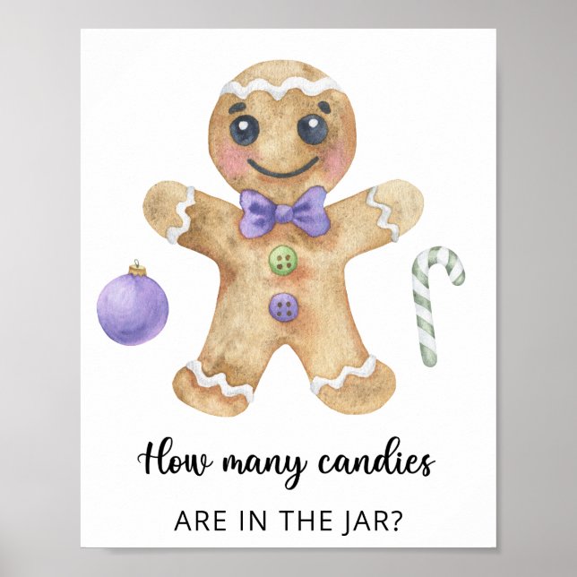 Poster Homme de pain d'épices - devinez combien de bonbon (Devant)