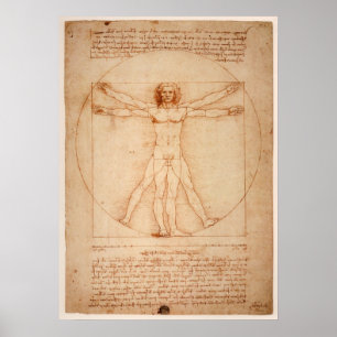 Poster Homme de Vitruvian d'affiche par Leonardo da Vinci