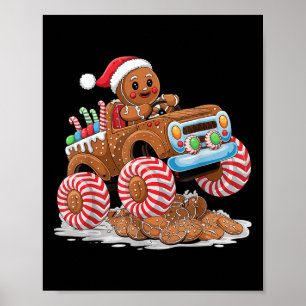 Poster Homme en pain d'épices camion monstre roi de Noël