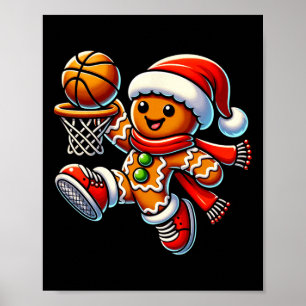 Poster Homme en pain d'épices mignon Jouant au basket-bal