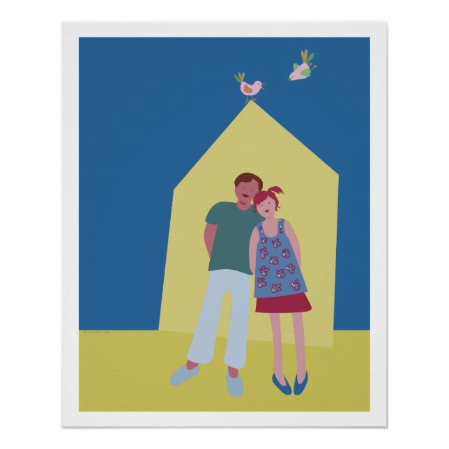 poster homme femme ornithologique (Devant)