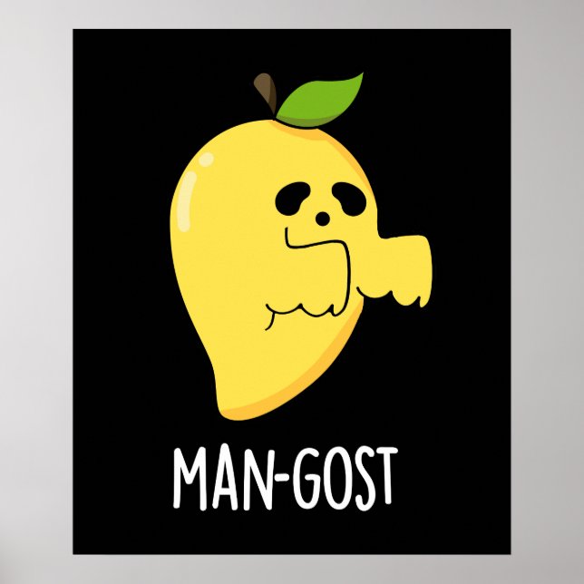 Poster Homme-gost Drôle Halloween Mango Ghost Pun Dark BG (Devant)