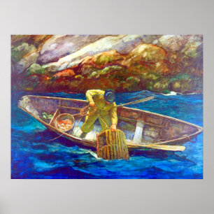 Poster Homme homard de Deep Cove N. C. Wyeth ca. 1938